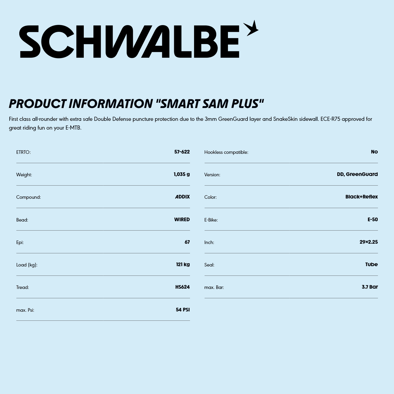 SCHWALBE Smart Sam Plus - 29x2.25 Greenguard Addix Reflex
